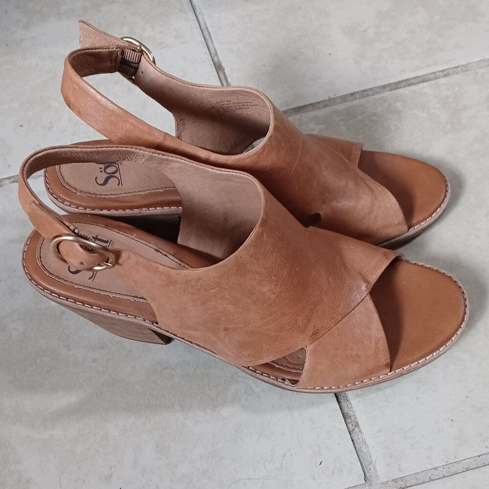 Mandy Block Heel Leather Sandal